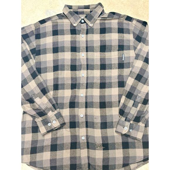 Wolverine Buffalo Plaid Flannel Shirt Men’s XL Black/Taupe Workwear Long Sleeve - Picture 3 of 16